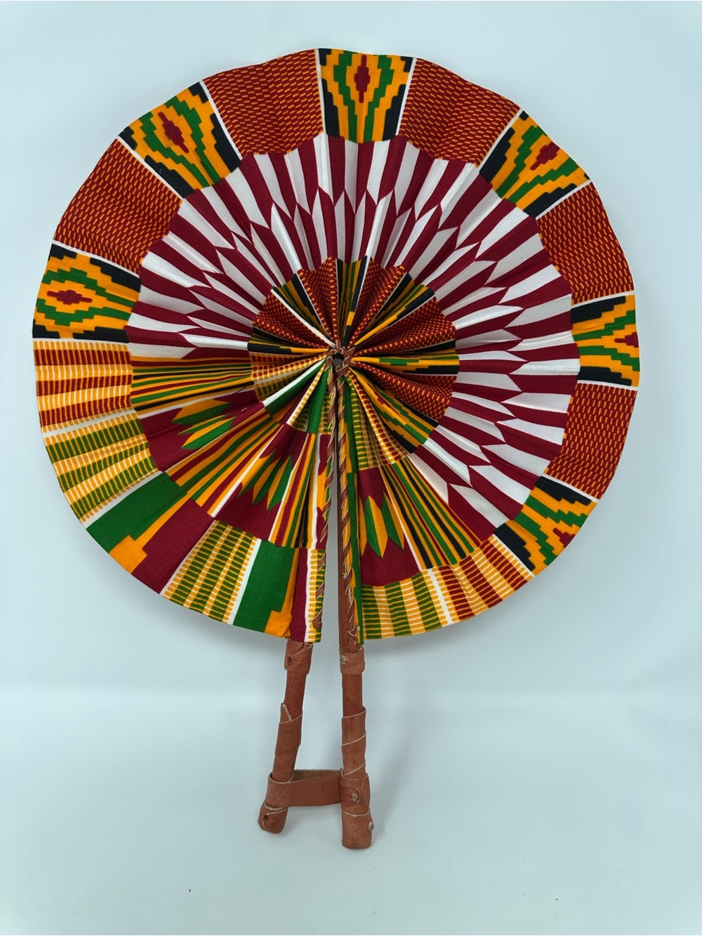 Handmade African Kente Print Folding Hand Fan Portable Summer Cooling Fan